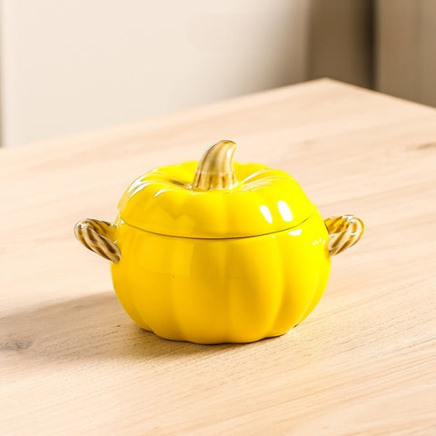 Pumpkin Ceramic Soup Bowl with Lid
