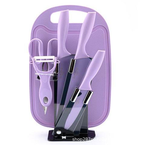 7-Piece Stainless Steel Knife Set โ Modern Kitchen Set with Cutting Board