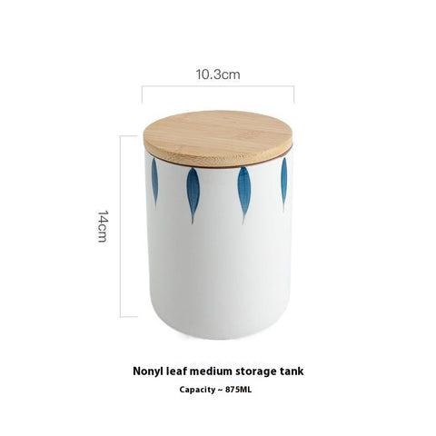 Blue Pattern Ceramic Storage Jar with Wooden Lid – Nordic Airtight Canister