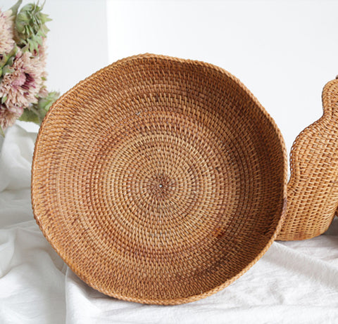 Handmade Rattan Weave High Leg Fruit Basket