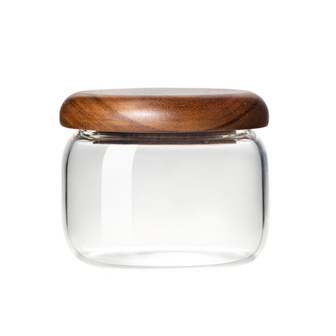 Glass Storage Jar with Wooden Lid – Natural Airtight Food Container Set