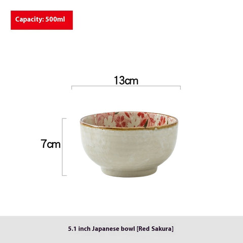 Handmade Ceramic Breakfast & Noodle Bowl – Floral Design 500 ml
