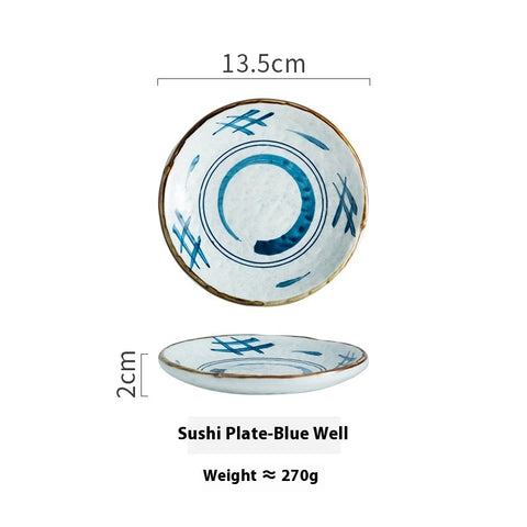Japanese Style Hand-Painted Ceramic Sushi & Dessert Plate – Artisan Tableware Collection