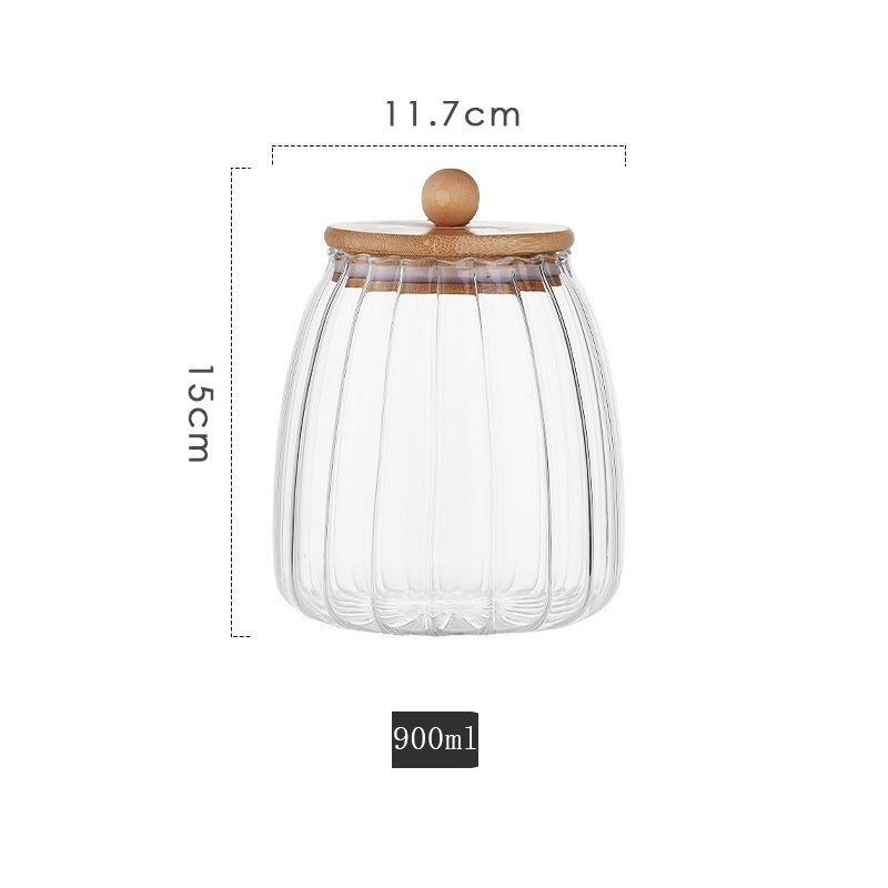 Wudy Ribbed Glass Jar | Elegant Airtight Storage
