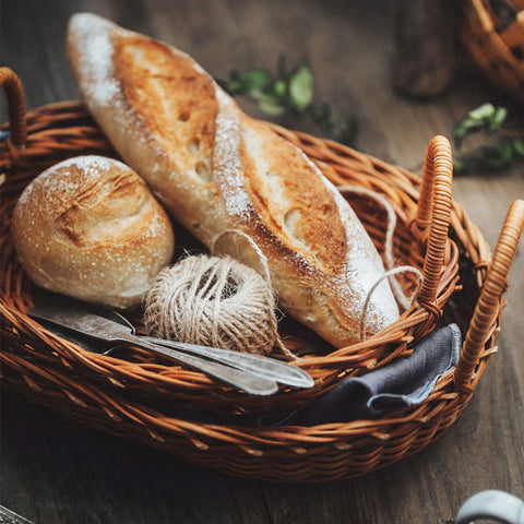 Handmade Rattan Basket – Natural Woven Bread & Storage Tray