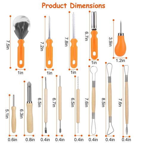 13-Piece Halloween Pumpkin Carving Kit – Stainless Steel