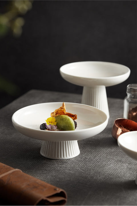 White Ceramic Raised Fruit Plate – Minimalist Tableware