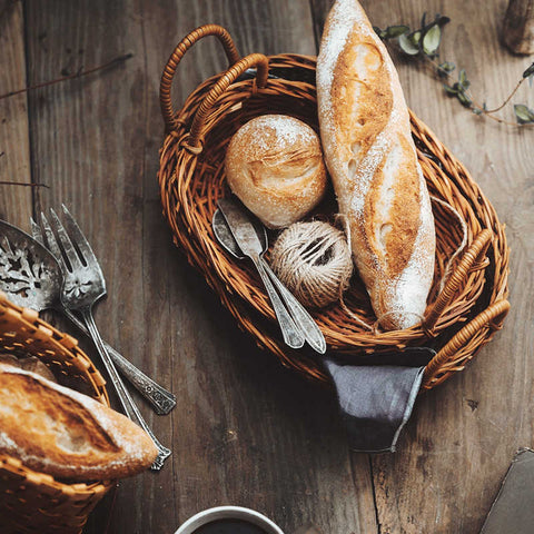Handmade Rattan Basket – Natural Woven Bread & Storage Tray