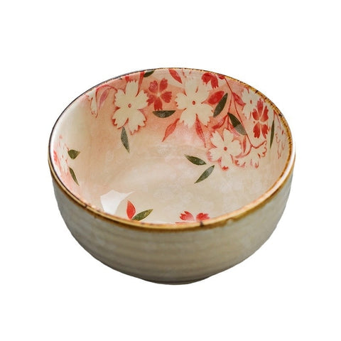 Handmade Ceramic Breakfast & Noodle Bowl – Floral Design 500 ml