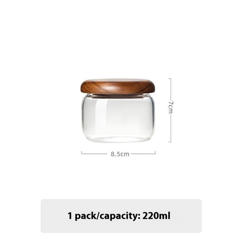 Glass Storage Jar with Wooden Lid – Natural Airtight Food Container Set