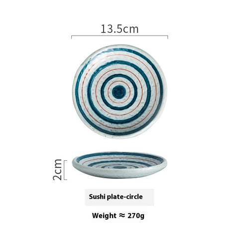 Japanese Style Hand-Painted Ceramic Sushi & Dessert Plate – Artisan Tableware Collection