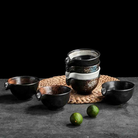 Japanese-Style Rustic Ceramic Sauce Bowl Set – Handmade & Elegant Design