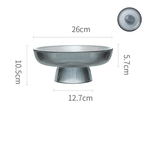 Premium Ribbed Glass Fruit Tray – Elevated Clear Serving Bowl for Snacks & Desserts