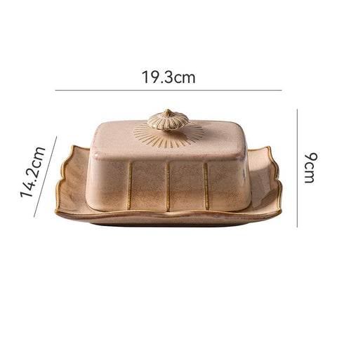 Vintage Ceramic Butter Dish with Lid – Elegant Rectangular Butter Keeper
