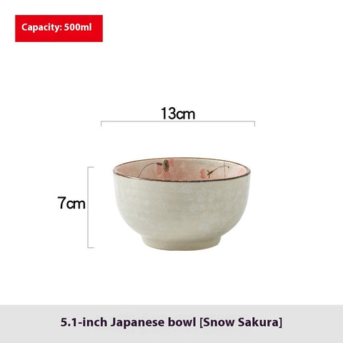 Handmade Ceramic Breakfast & Noodle Bowl – Floral Design 500 ml