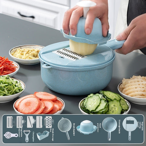 8-in-1 Stainless Steel Vegetable Slicer Set – Multi-Functional Kitchen Mandoline Cutter