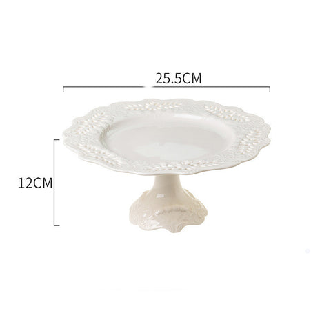 Vintage Embossed Porcelain Cake & Dessert Plate – Elegant Lace Ceramic Tableware