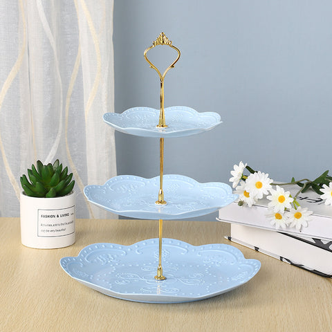 Modern Pastel 3-Tier Plastic Dessert Stand – Lightweight Fruit and Cake Tray