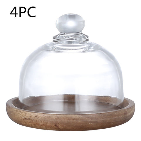 Glass Dome with Wooden Base – Mini Dessert & Macaron Display Stand