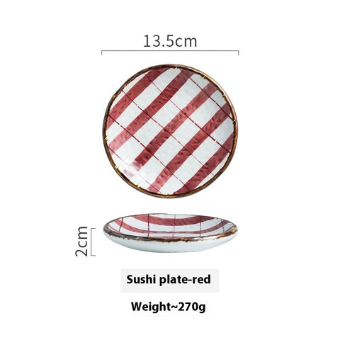 Japanese Style Hand-Painted Ceramic Sushi & Dessert Plate – Artisan Tableware Collection