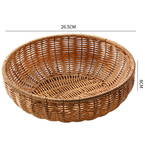 Handwoven Natural Rattan Round Serving Basket Set