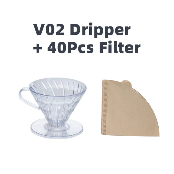 Hot Selling V Shaped 60 Degrees Coffee Maker Set Pour-Over Coffee Filter Cup Spiral Hand Filter Cup