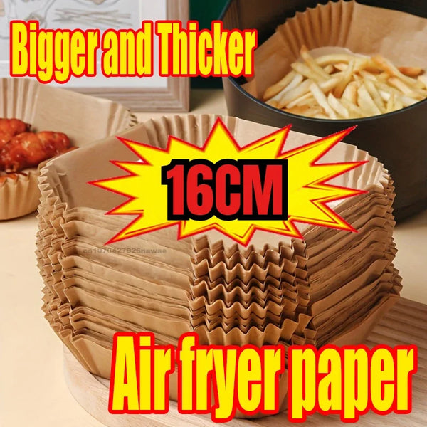 50Pcs Disposable Air Fryer Paper Oil Absorbing and anti Oil Paper Tray Non Stick Baking Pad Large Toughness Square