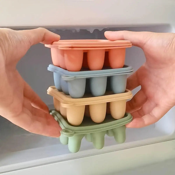 2Pcs/1Pc Mini-Baby Silicone Food Tray with Cover for Fruit Feeder, Teething and Feeding Tray, Breast Milk and Food Freezer Mold