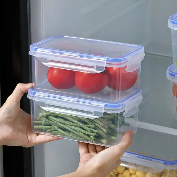 Sealed Rectangular Refrigerator Storage Box with Lid Plastic Crisper Microwave-Heated Lunch Box with Lid