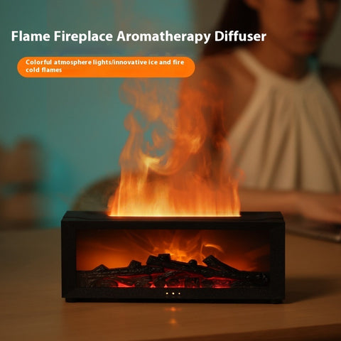 Large Flame Aromatherapy Diffuser – 3D Fire Effect & Essential Oil Humidifier