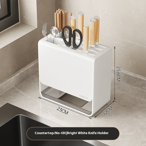 Carbon Steel Wall-Mounted or Countertop Knife Holder – Multi-Functional Kitchen Storage Rack