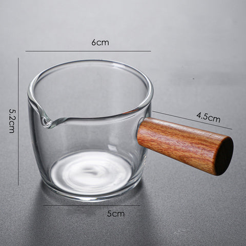 Wooden Handle Glass Espresso Measuring Cup – 75ml
