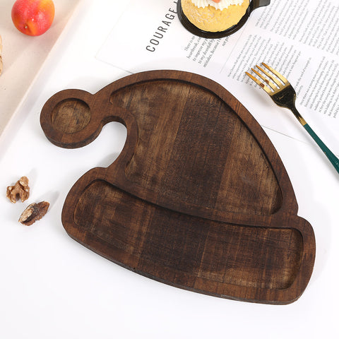 Wooden Christmas Tableware Tray – Tree & Hat Shaped Serving Plate