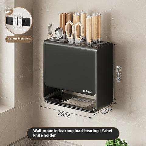 Carbon Steel Wall-Mounted or Countertop Knife Holder – Multi-Functional Kitchen Storage Rack