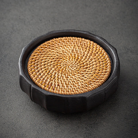 Handmade Ceramic Teapot & Coaster Set – Rustic Japanese Style