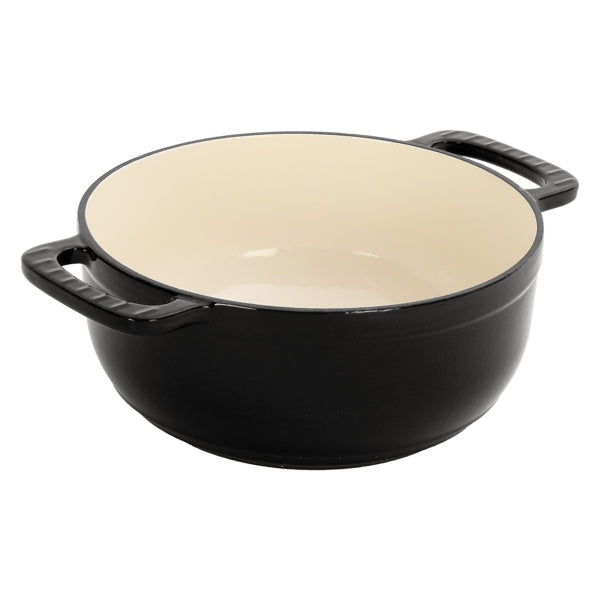 Wudy Kitchen — 6QT Cast Iron Dutch Oven With Lid - Black Enamel Cooking Pot For Stovetop, Oven, Camping - Includes 2 Silicone Heat-Resistant Gloves