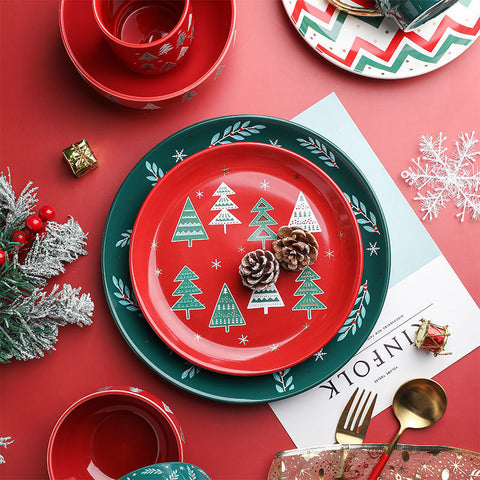 Christmas Ceramic Tableware Set – Holiday Dinner Plates, Mugs & Bowls Collection