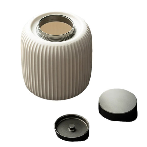 Wudy Kitchen — Wudy Beige Ceramic Tea Canister | Retro Zen Storage Jar