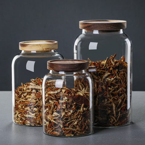 Large Transparent Glass Jar with Wooden Lid – Airtight Food Storage Container (2L / 3L)