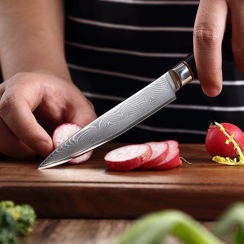 Damascus Steel Utility Knife – 12.3 cm Blade, 60±2 HRC (Patterned)