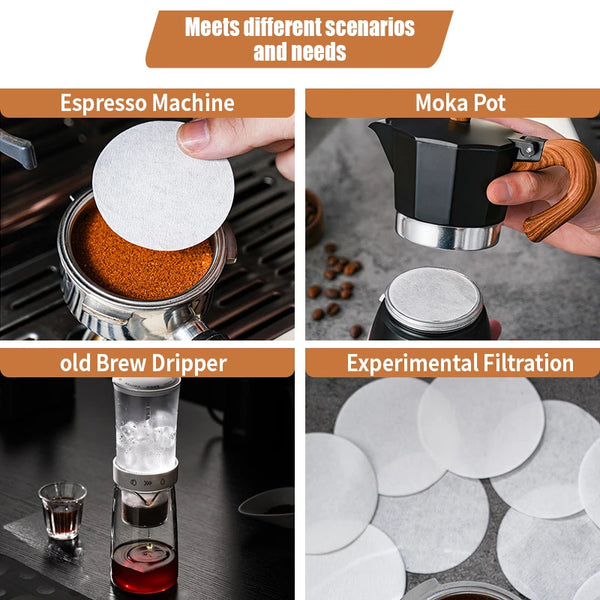 100 Pcs Coffee Paper Filter for Espresso Coffee Maker, 51/53/58Mm Unbleached Espresso Filter Puck Screen Portafilter Paper
