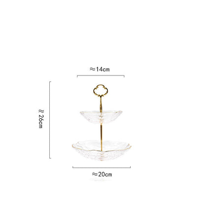 Golden Lace Crystal Glass Tiered Serving Stand