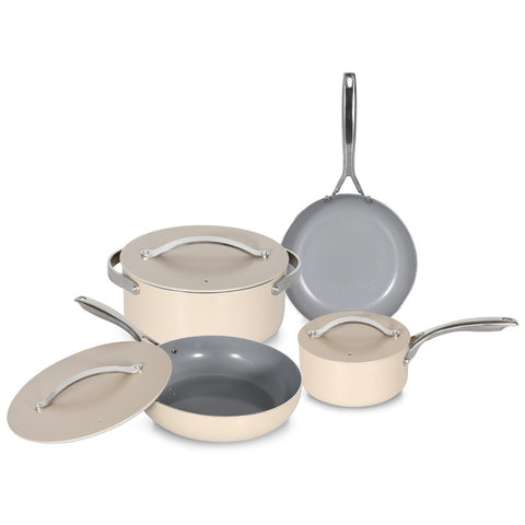Milky Ceramic Aluminum Cookware Set – Designed for Modern Home Elegance