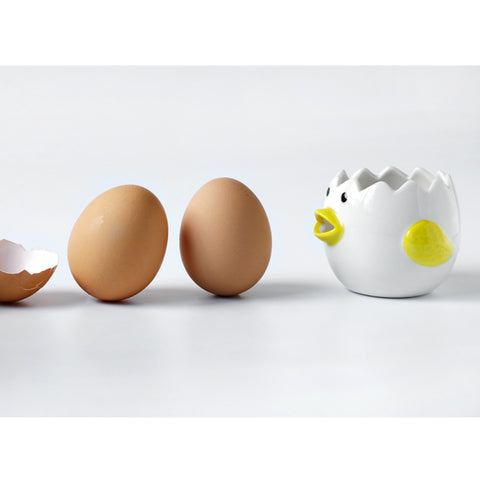 Ceramic Chick Egg Separator — Cute Hand-Painted Yolk & White Splitter