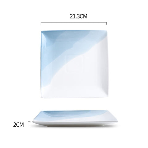 Nordic Fine Porcelain Dinnerware – Blue Gradient Bowls & Plates