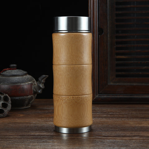 Bamboo Stainless Steel Insulated Water Bottle – 500ml