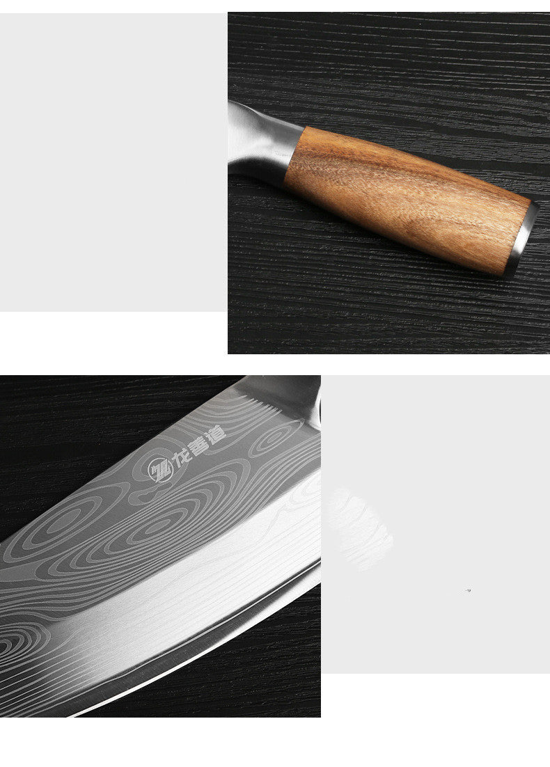 Laser Damascus Pattern Slicing Knife – Wood Handle