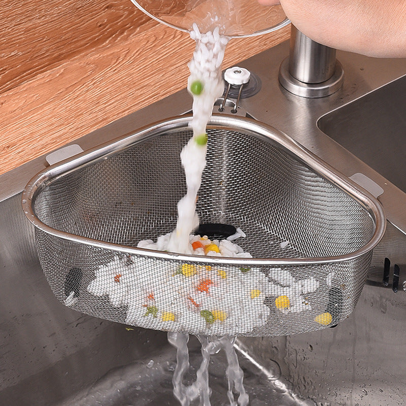 Kitchen Sink Drain Basket Stainless Steel Triangle Food…