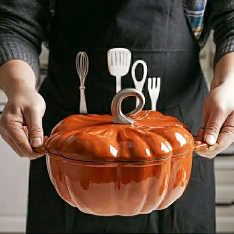 Pumpkin Shaped Enamel Cooking Pot – Non-Stick