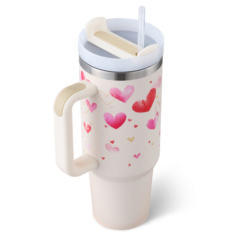 Stainless Steel Insulated Tumbler with Handle & Straw